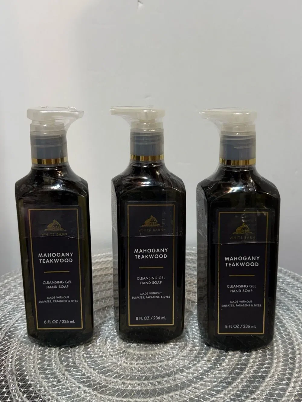 BBW Mahogany Teakwood Cleansing Gel Hand Soap Set of 3 NWT